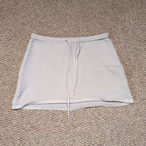 Rusty Mini Skirt Womens Small Beige Y2K Waffle Textured Knit Drawstring